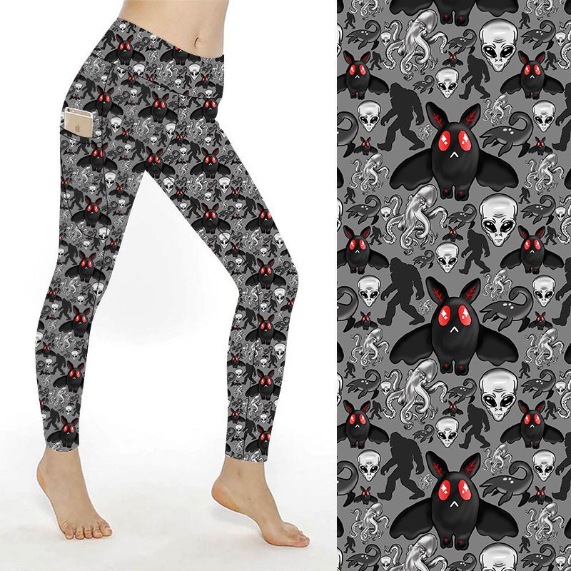 Mothman and Cryptids Leggings with Pockets