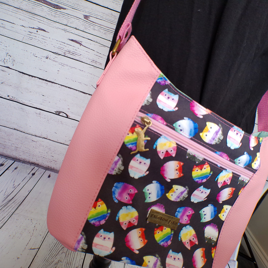 Pride Cats themed cross body hobo bag