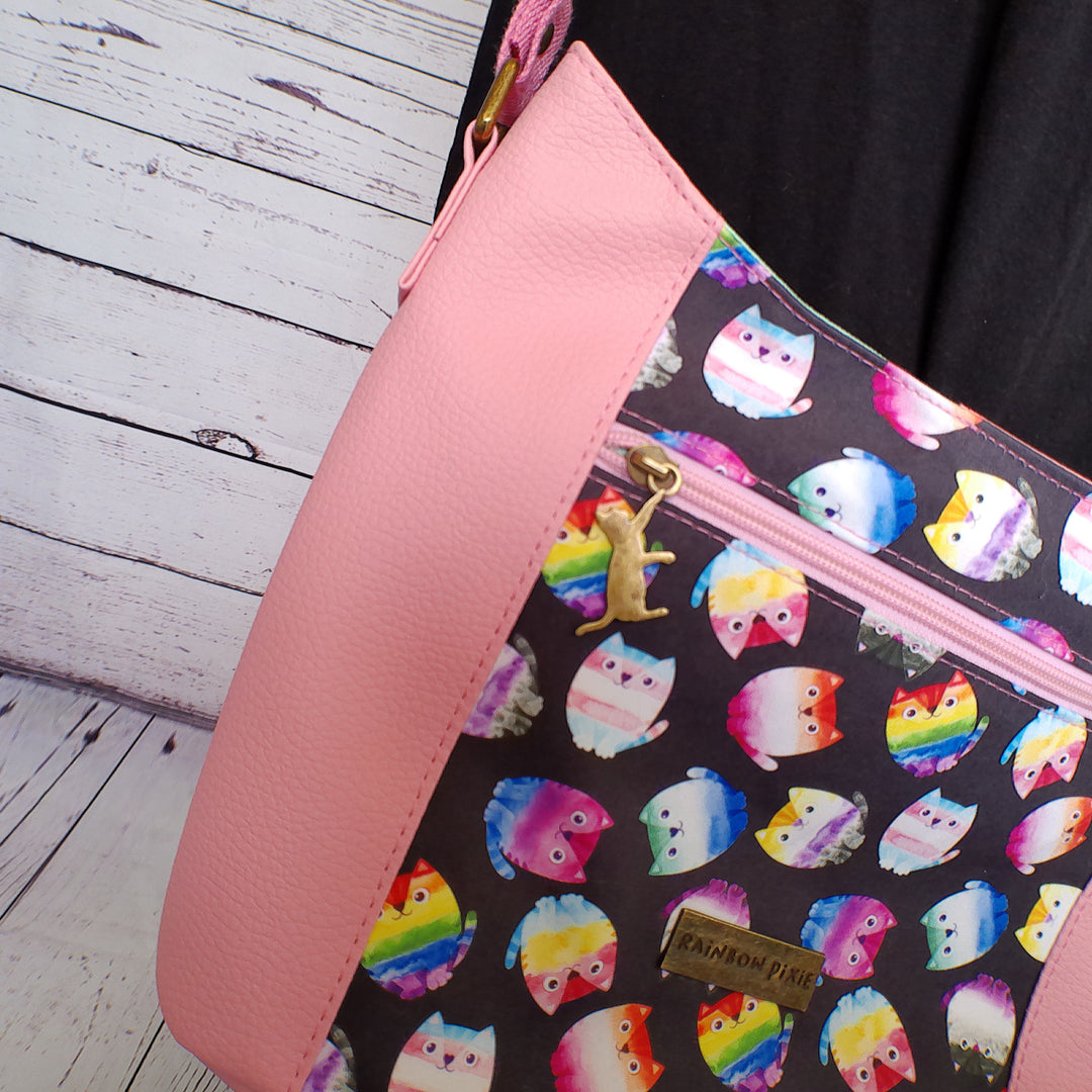 Pride Cats themed cross body hobo bag