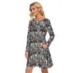 Load image into Gallery viewer, Cryptid monster All over print women&#39;s crew dress with pockets
