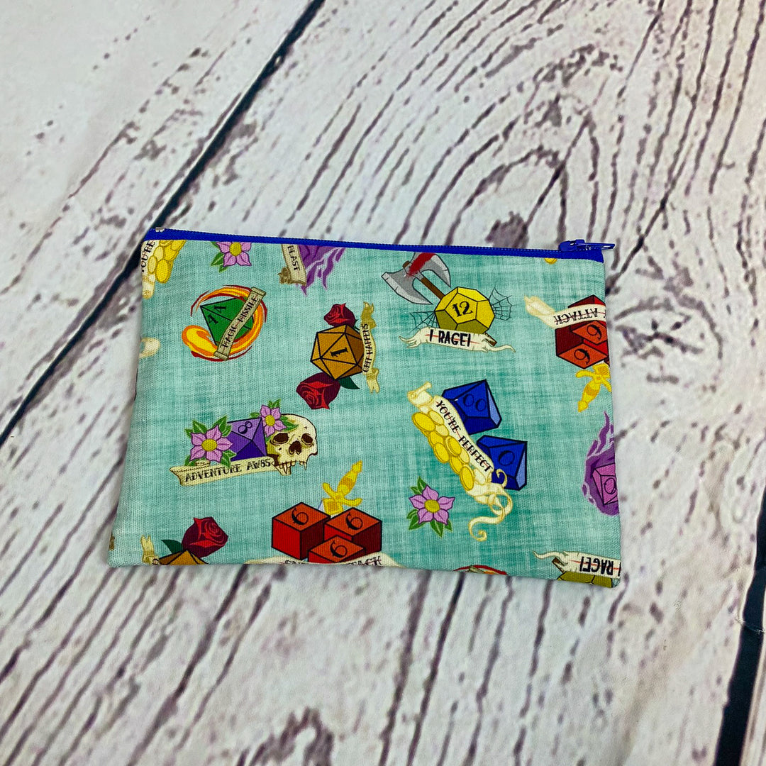 a small zipper bag with a pattern on it