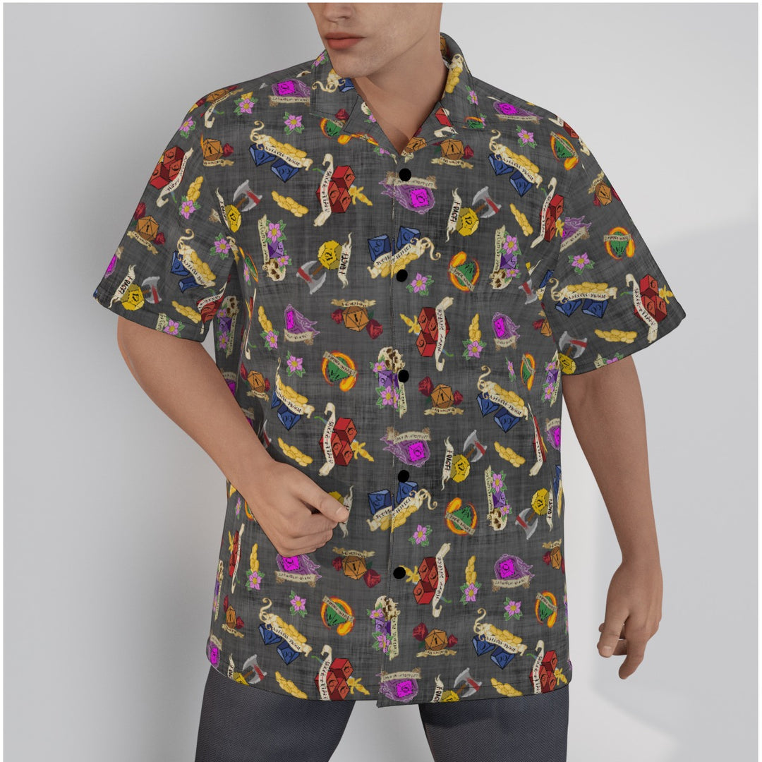 Black Tossed DnD All-Over Print Men's Hawaiian Shirt