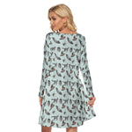 Load image into Gallery viewer, Blue spooky cats All-Over Print women&#39;s crew dress with pockets
