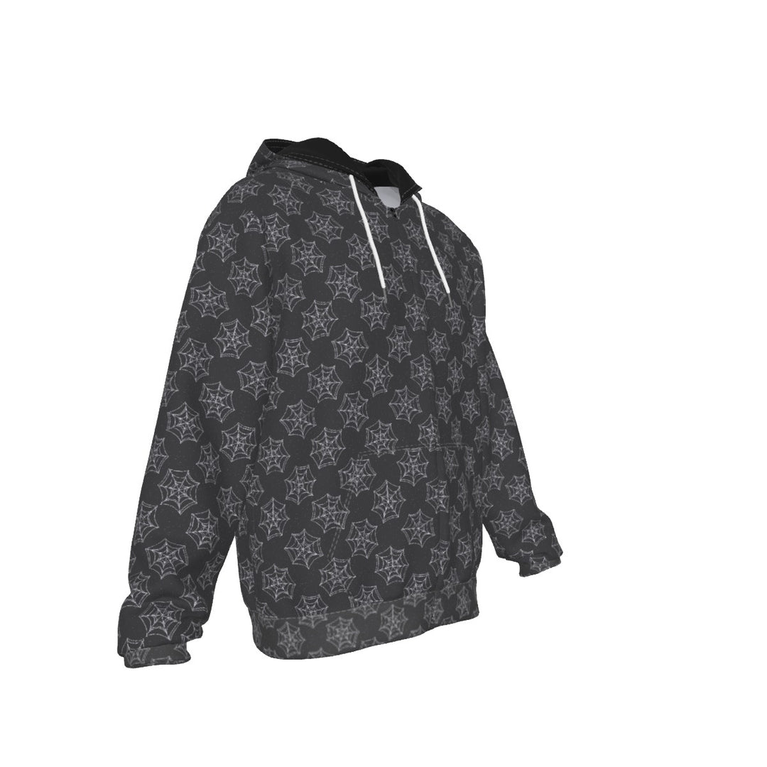 Cobweb All-Over Print Zip Up Hoodie With Pocket, Unisex Hoodie Design