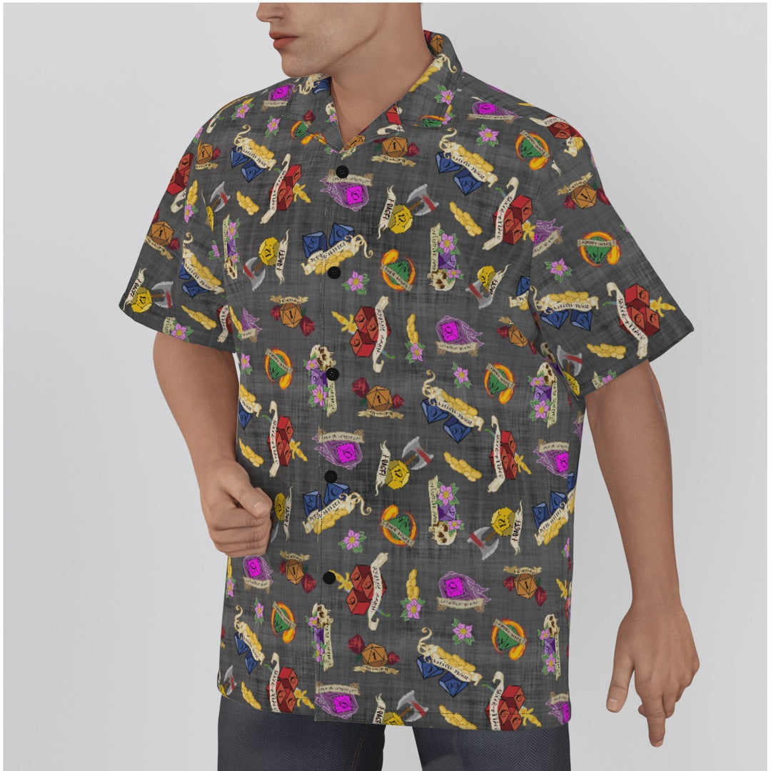 Black Tossed DnD All-Over Print Men's Hawaiian Shirt