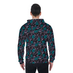 Load image into Gallery viewer, Blue Roses and cobweb All-Over Print Zip Up Hoodie With Pocket, Unisex Hoodie Design
