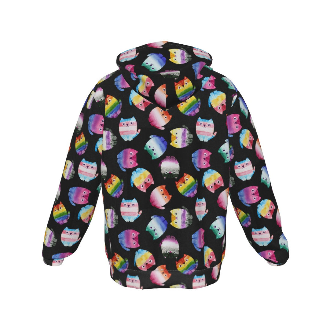 Pride flag cats All-Over Print Zip Up Hoodie With Pocket, Unisex Hoodie Design