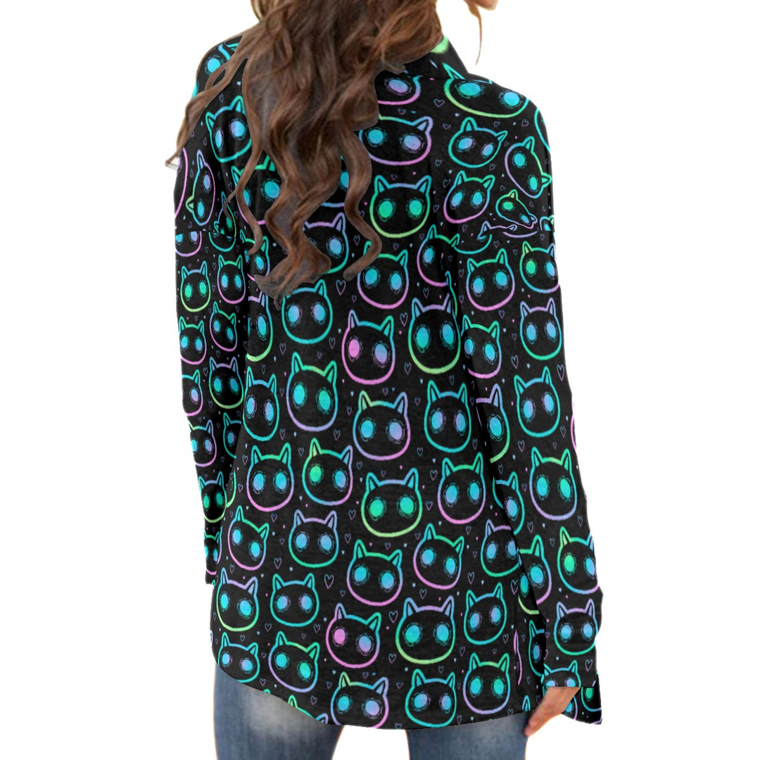 Neon Cats All over print waterfall cardigan