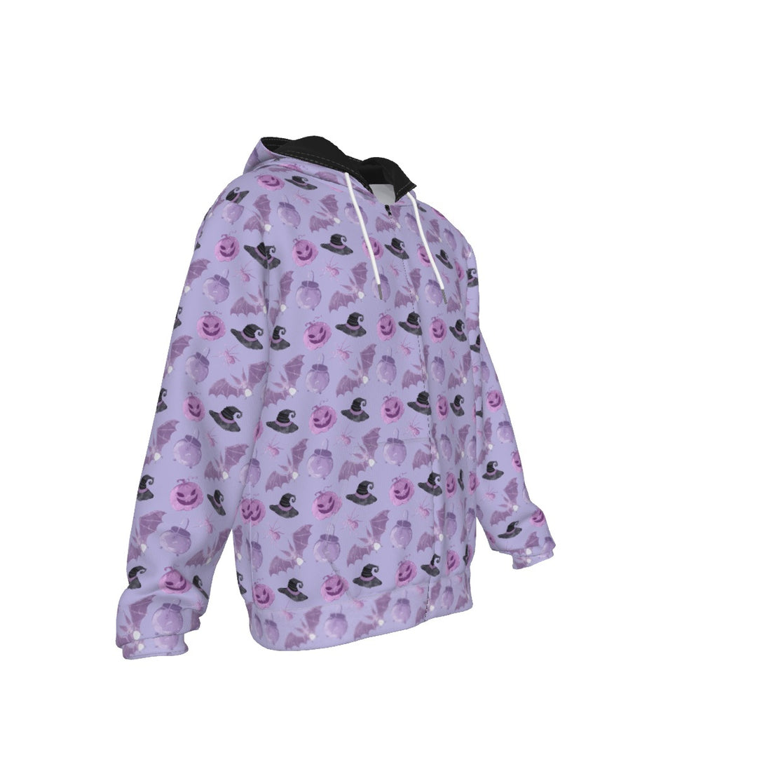 Pastel Halloween All-Over Print Zip Up Hoodie With Pocket, Unisex Hoodie Design