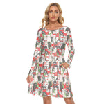 Load image into Gallery viewer, Christmas Cats All-Over Print women&#39;s crew dress with pockets
