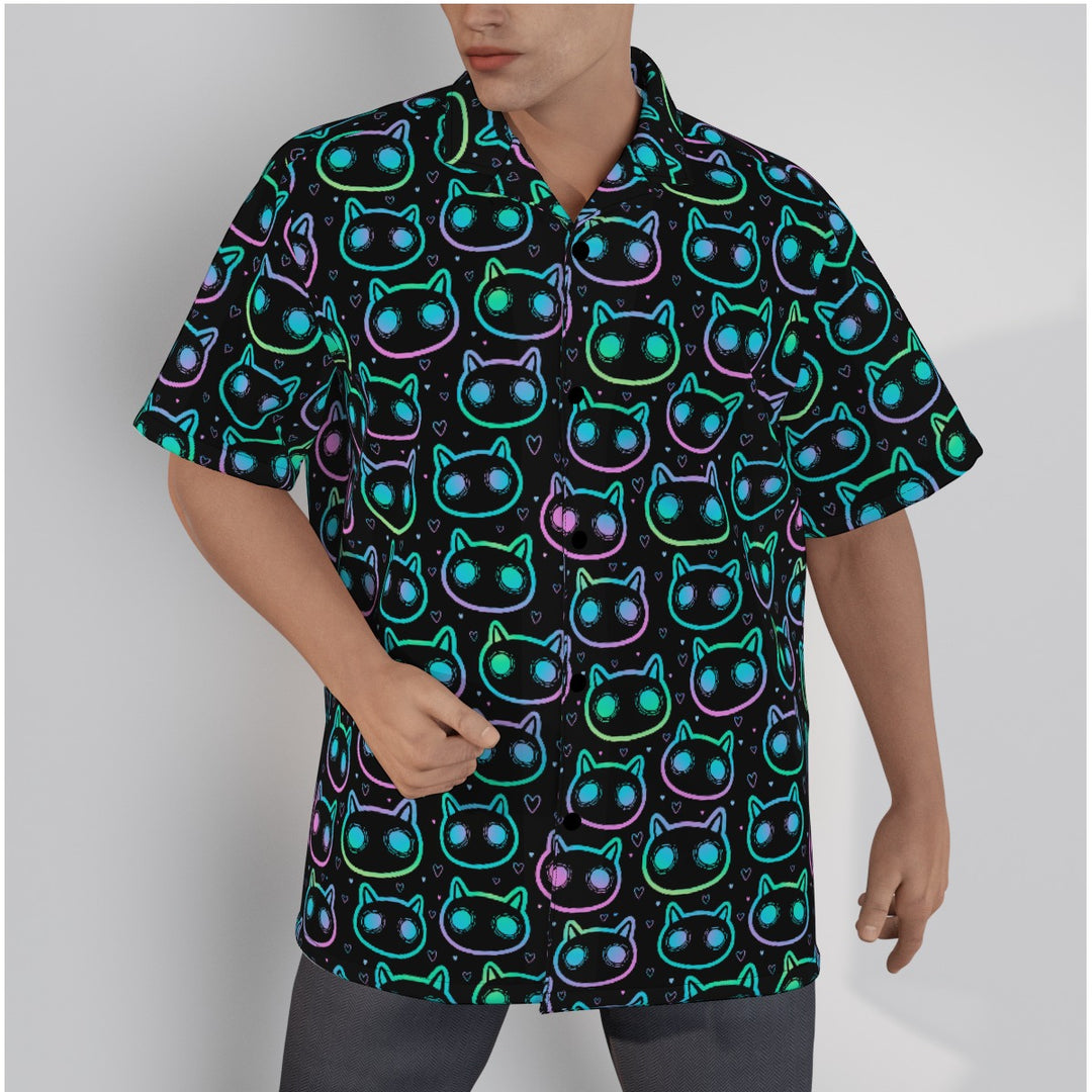 Neon Cats All-Over Print Men's Hawaiian Shirt