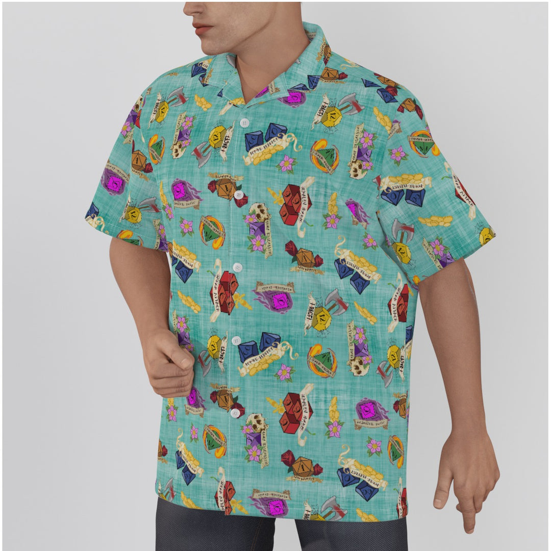 Blue DnD Dice All-Over Print Men's Hawaiian Shirt