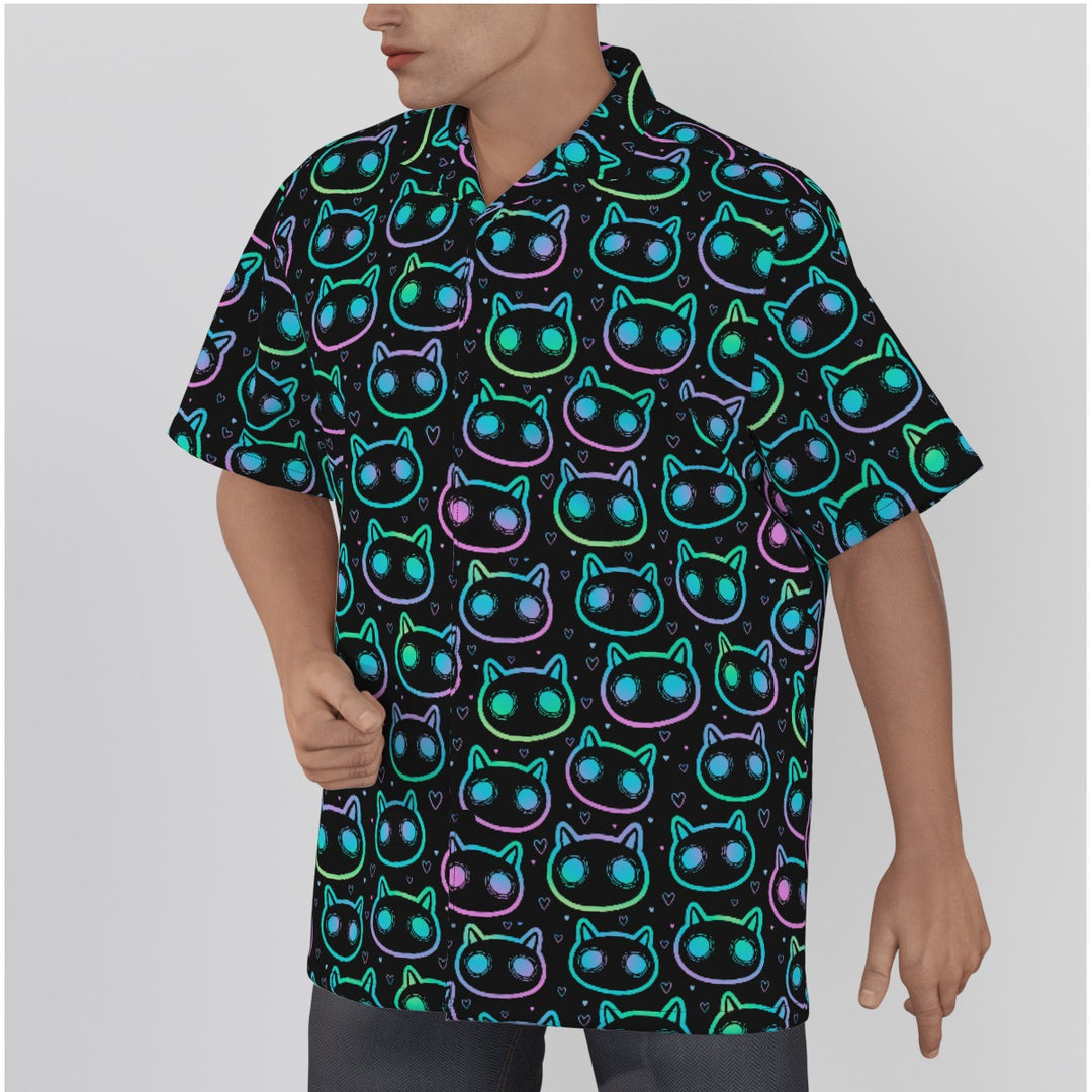 Neon Cats All-Over Print Men's Hawaiian Shirt