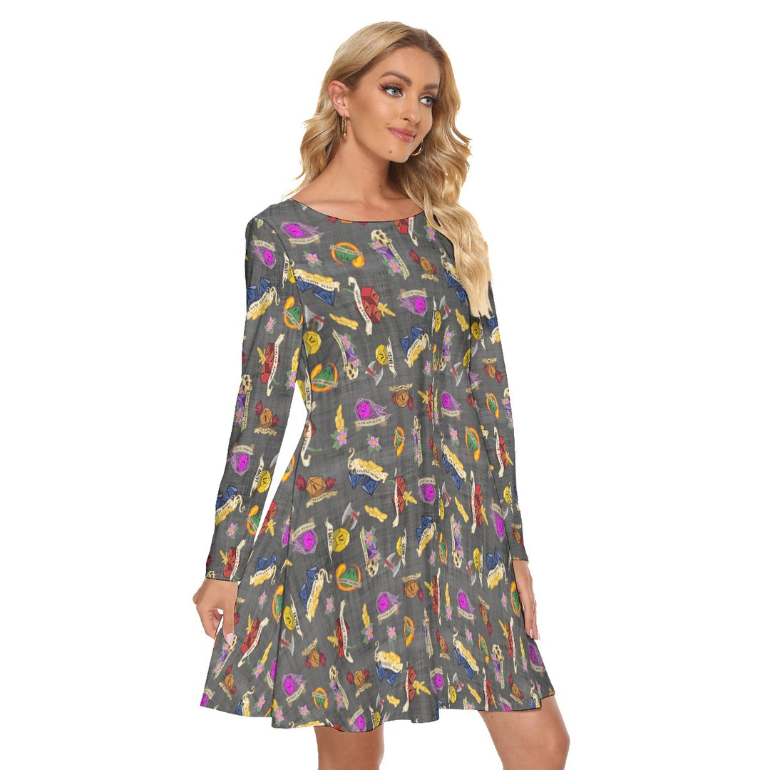 Dungeons and Dragons All over print women's crew dress with pockets