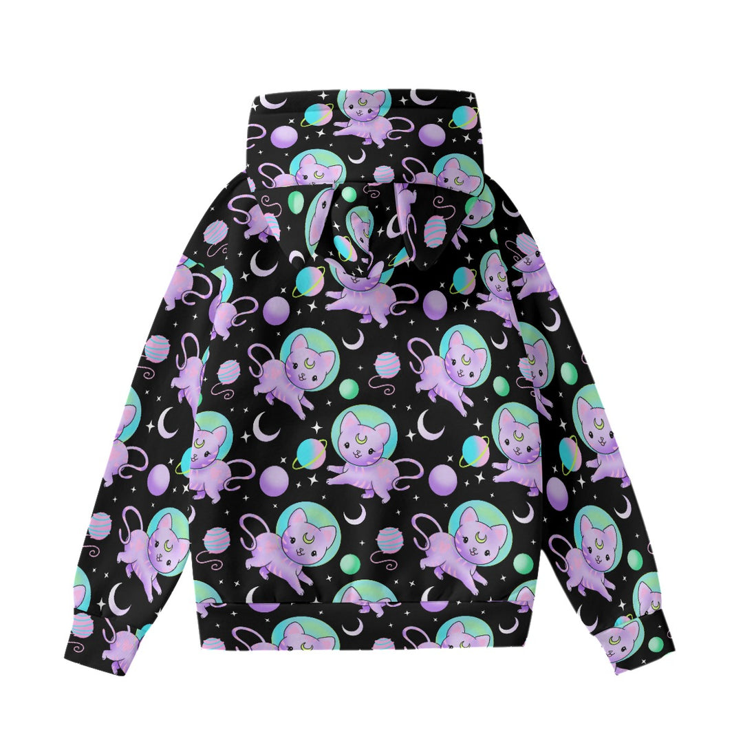 Space Cats All over Print Hoodie with Cat Ears