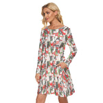 Load image into Gallery viewer, Christmas Cats All-Over Print women&#39;s crew dress with pockets
