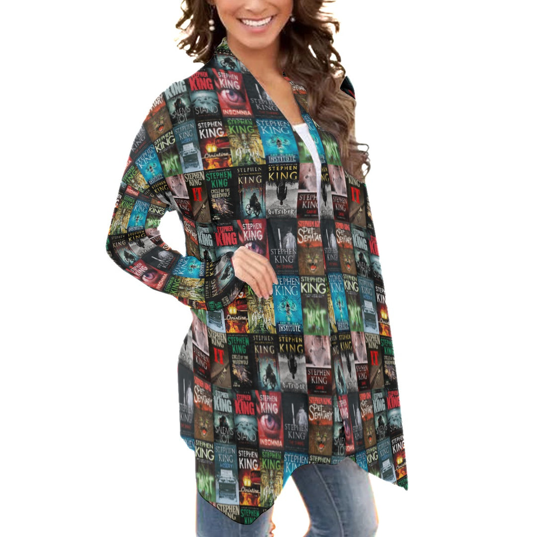 Stephen King Books All over print waterfall cardigan