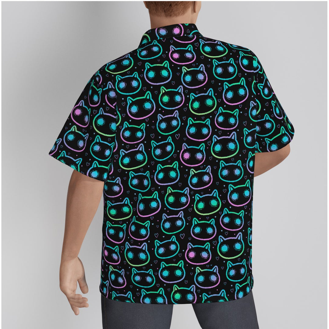 Neon Cats All-Over Print Men's Hawaiian Shirt