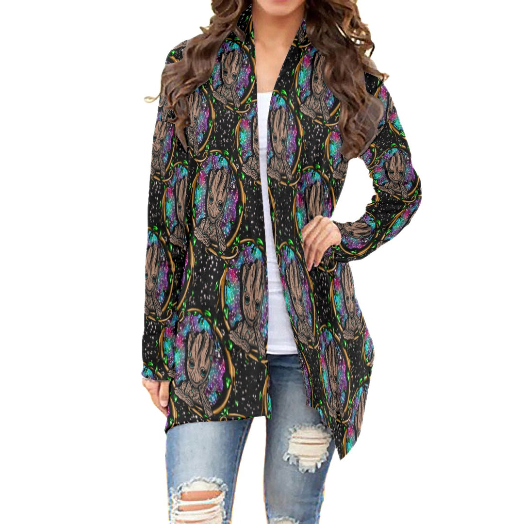 Galaxy Tree Character All-over Print Cardigan