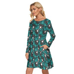 Load image into Gallery viewer, Spooky kinda love All over print women&#39;s crew dress with pockets
