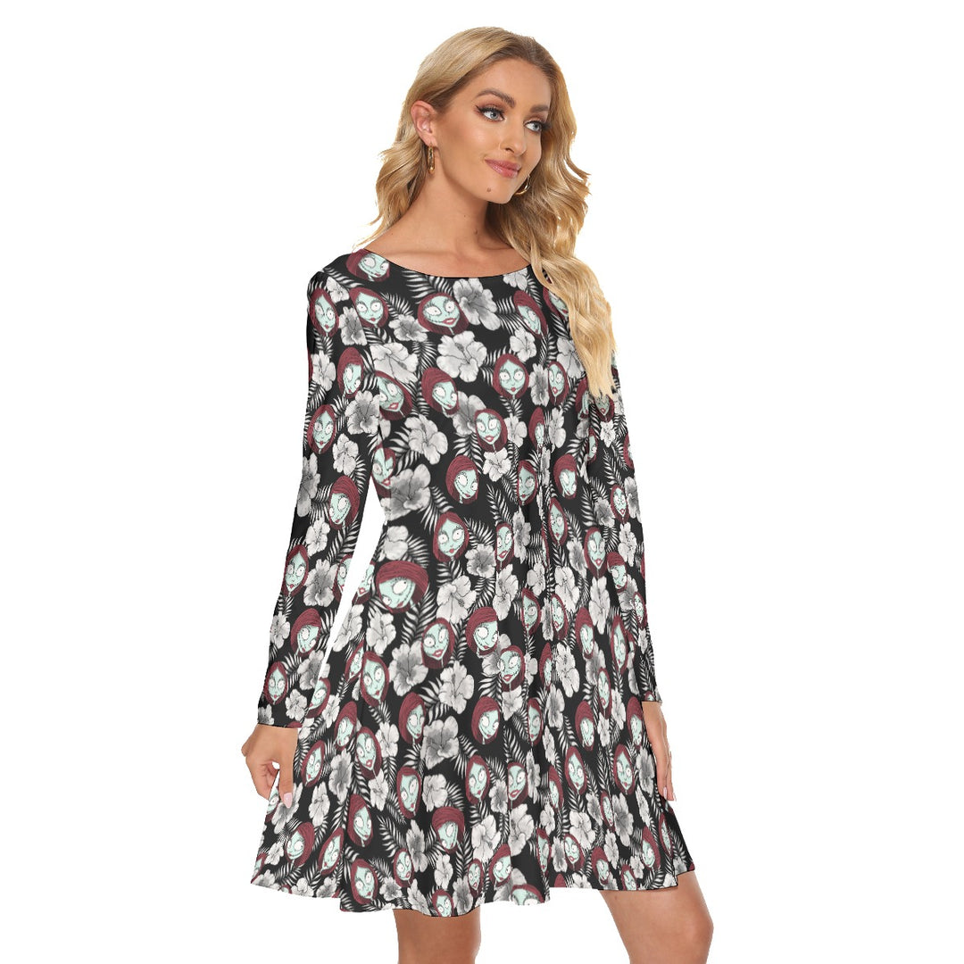 Hawaiian Sally All over print women's crew dress with pockets