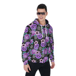 Load image into Gallery viewer, Dice and Flowers All-Over Print Zip Up Hoodie With Pocket, Unisex Demogorgon stranger things Hoodie Design
