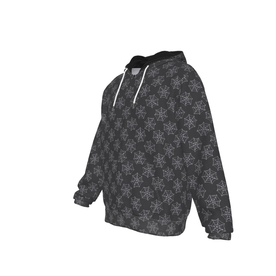 Cobweb All-Over Print Zip Up Hoodie With Pocket, Unisex Hoodie Design