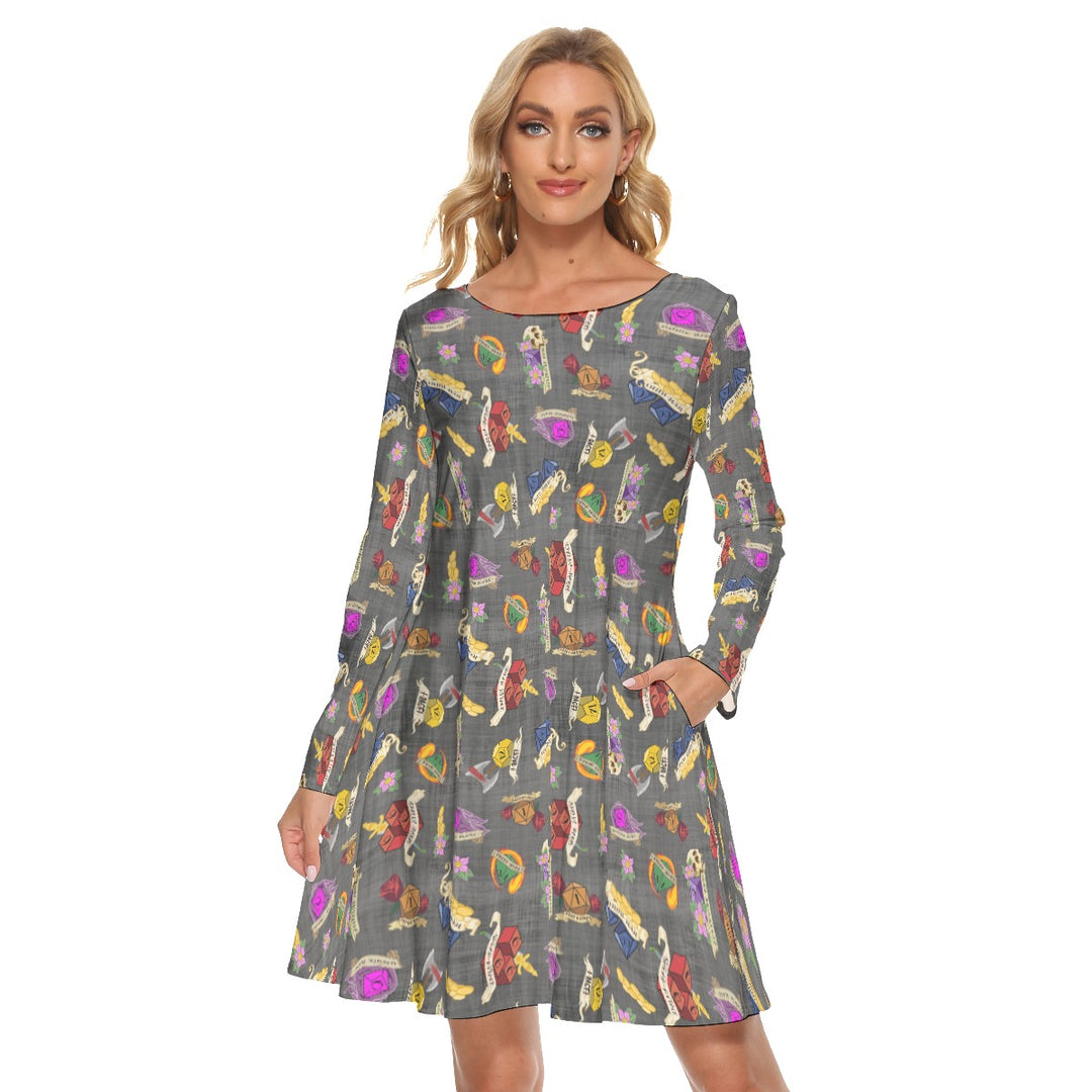 Dungeons and Dragons All over print women's crew dress with pockets