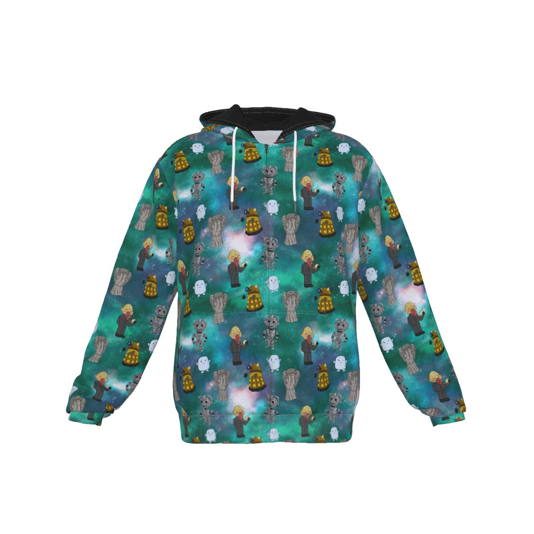 Dr Who villains and galaxy All-Over Print Zip Up Hoodie With Pocket, Unisex Hoodie Design