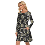 Load image into Gallery viewer, Dinosaur skull All over print women&#39;s crew dress with pockets
