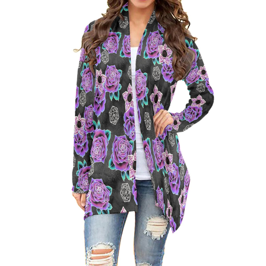 Dice and Demogorgon All over print waterfall cardigan