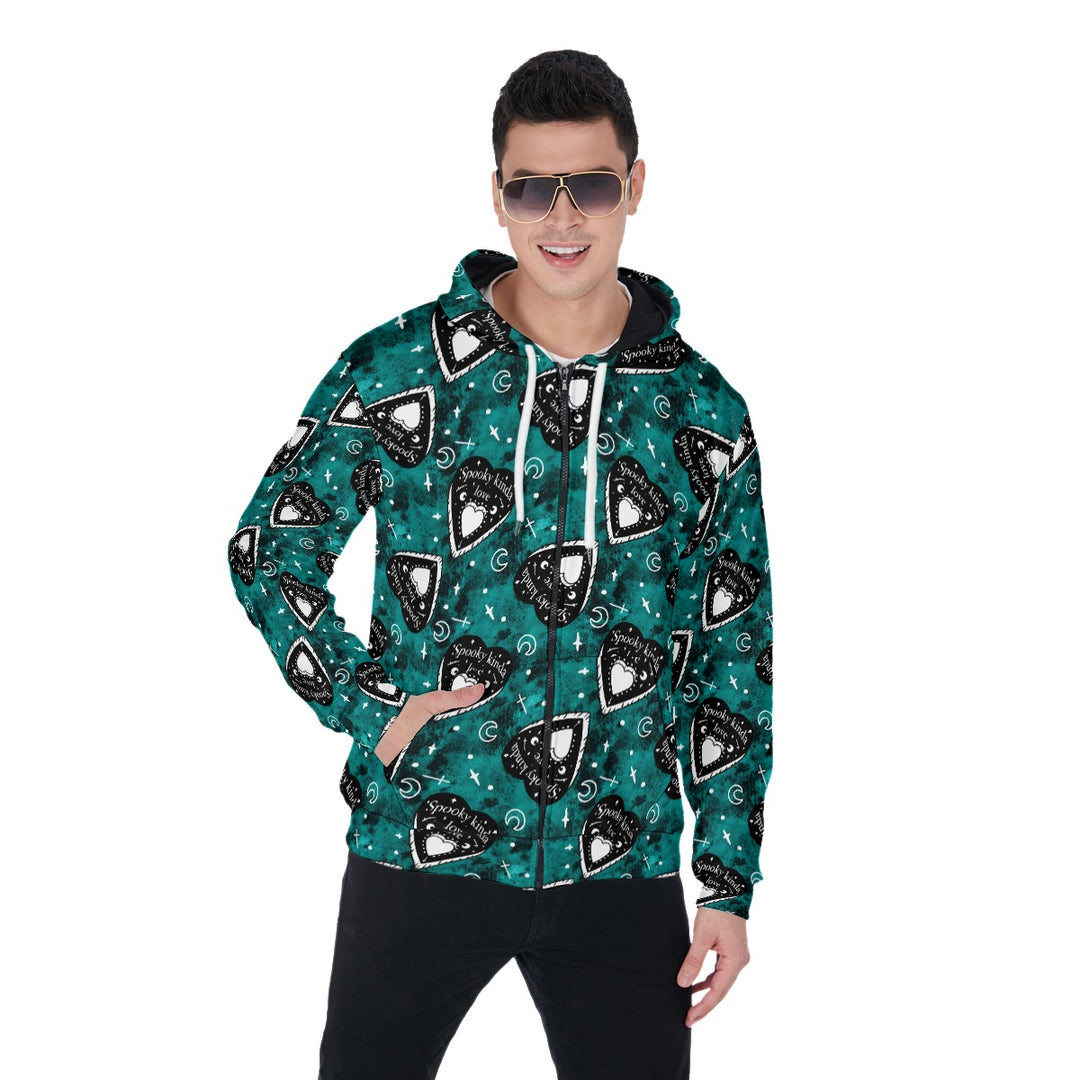 Spooky kind of Love All-Over Print Zip Up Hoodie With Pocket, Unisex Hoodie Design