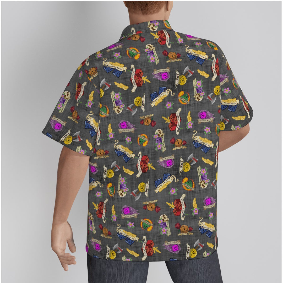 Black Tossed DnD All-Over Print Men's Hawaiian Shirt