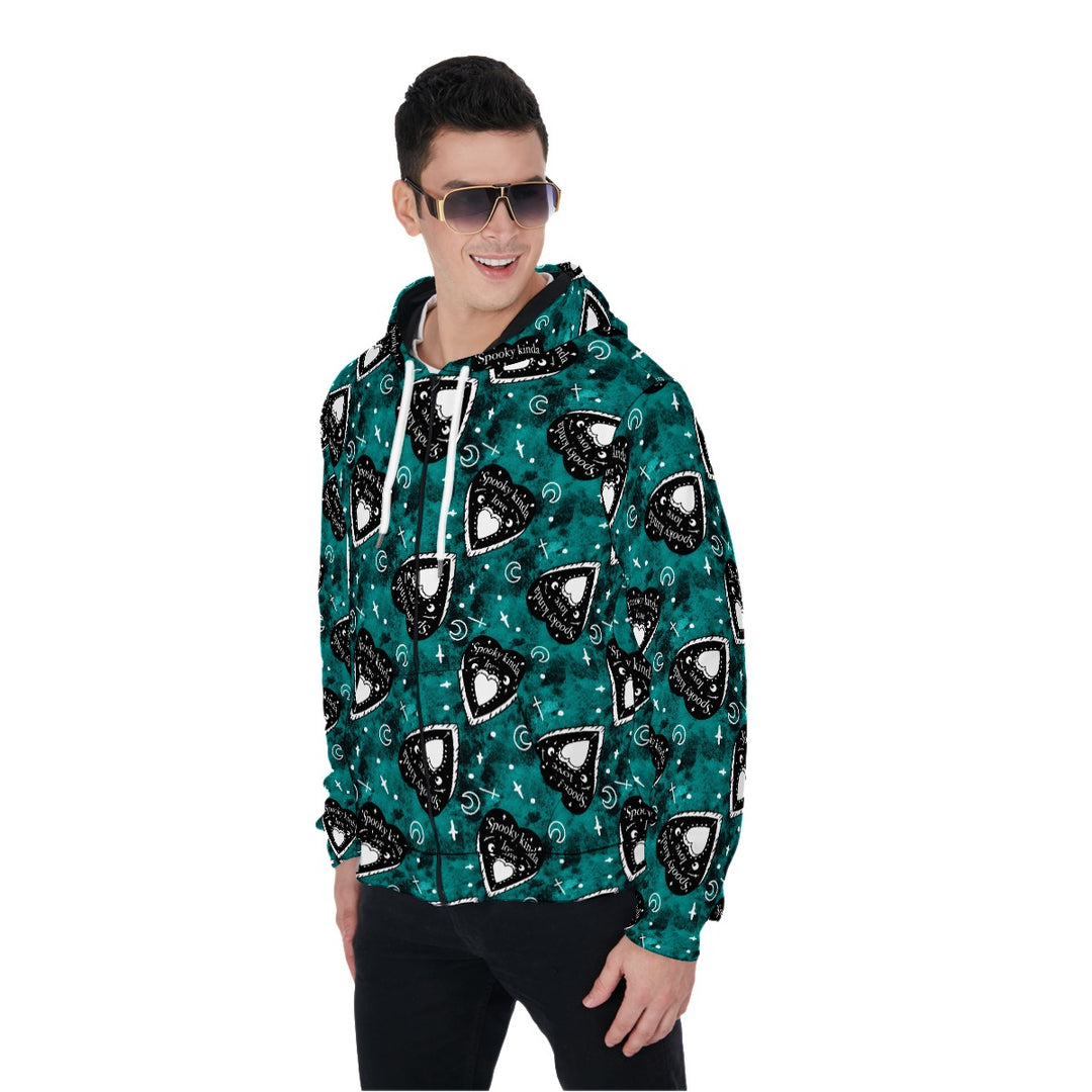 Spooky kind of Love All-Over Print Zip Up Hoodie With Pocket, Unisex Hoodie Design