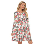 Load image into Gallery viewer, Christmas Cats All-Over Print women&#39;s crew dress with pockets
