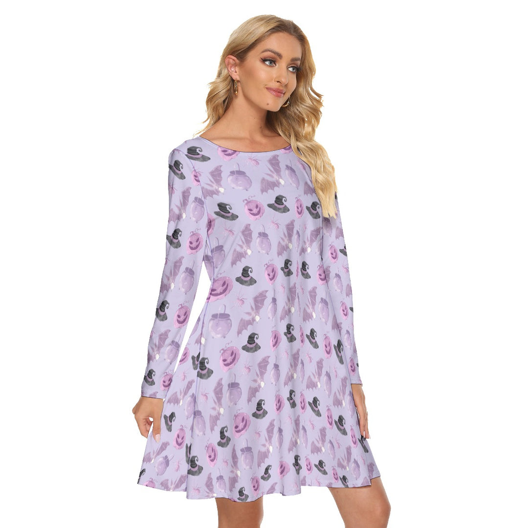 Pastel Halloween All over print women's crew dress with pockets