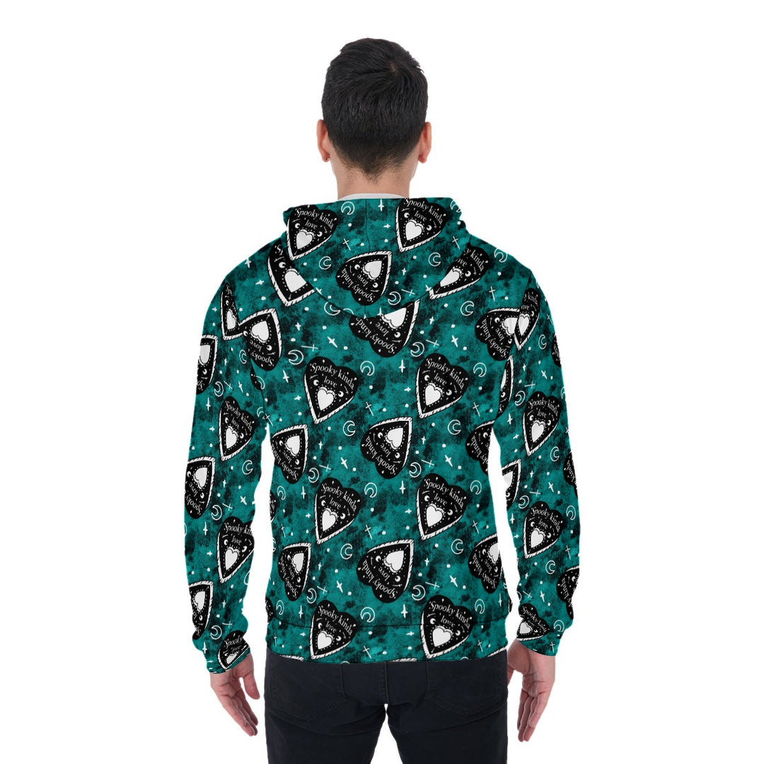 Spooky kind of Love All-Over Print Zip Up Hoodie With Pocket, Unisex Hoodie Design