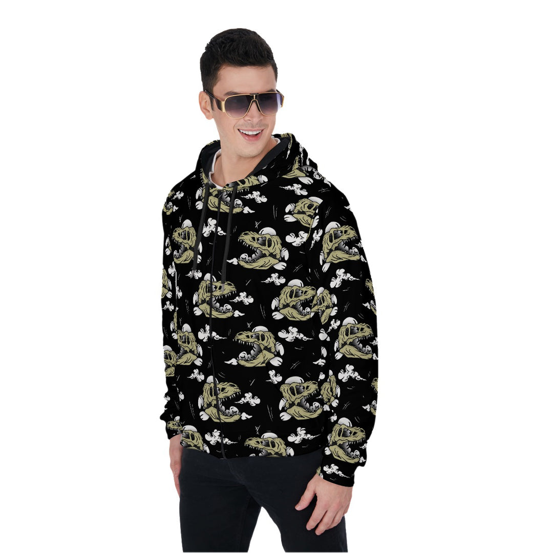 Dinosaur Skull All-Over Print Zip Up Hoodie With Pocket, Unisex Hoodie Design