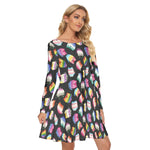 Load image into Gallery viewer, Pride watercolour cats All over print women&#39;s crew dress with pockets
