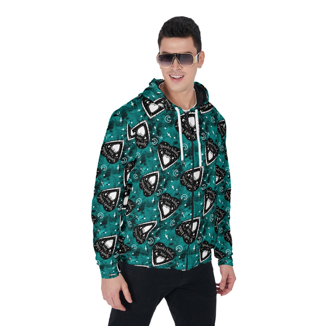 Spooky kind of Love All-Over Print Zip Up Hoodie With Pocket, Unisex Hoodie Design