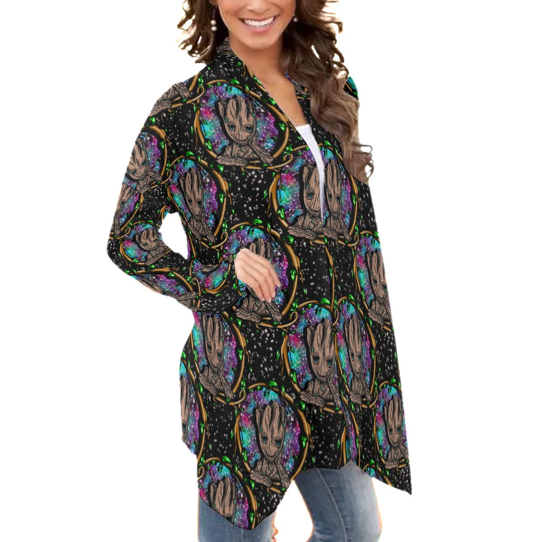 Galaxy Tree Character All-over Print Cardigan