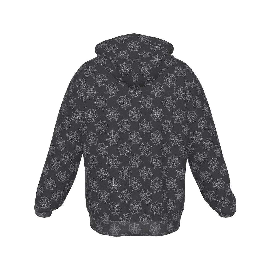 Cobweb All-Over Print Zip Up Hoodie With Pocket, Unisex Hoodie Design