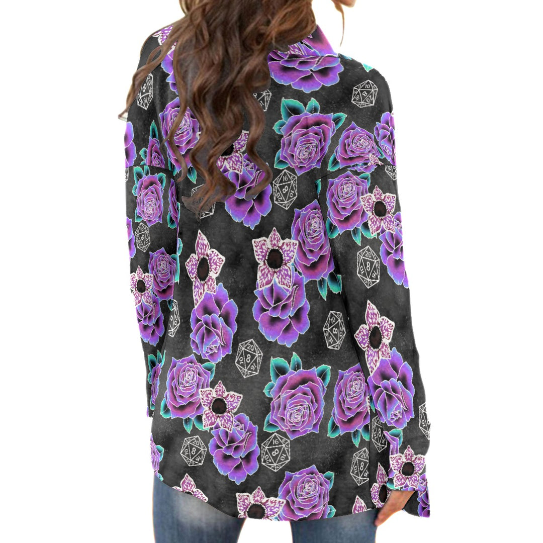 Dice and Demogorgon All over print waterfall cardigan