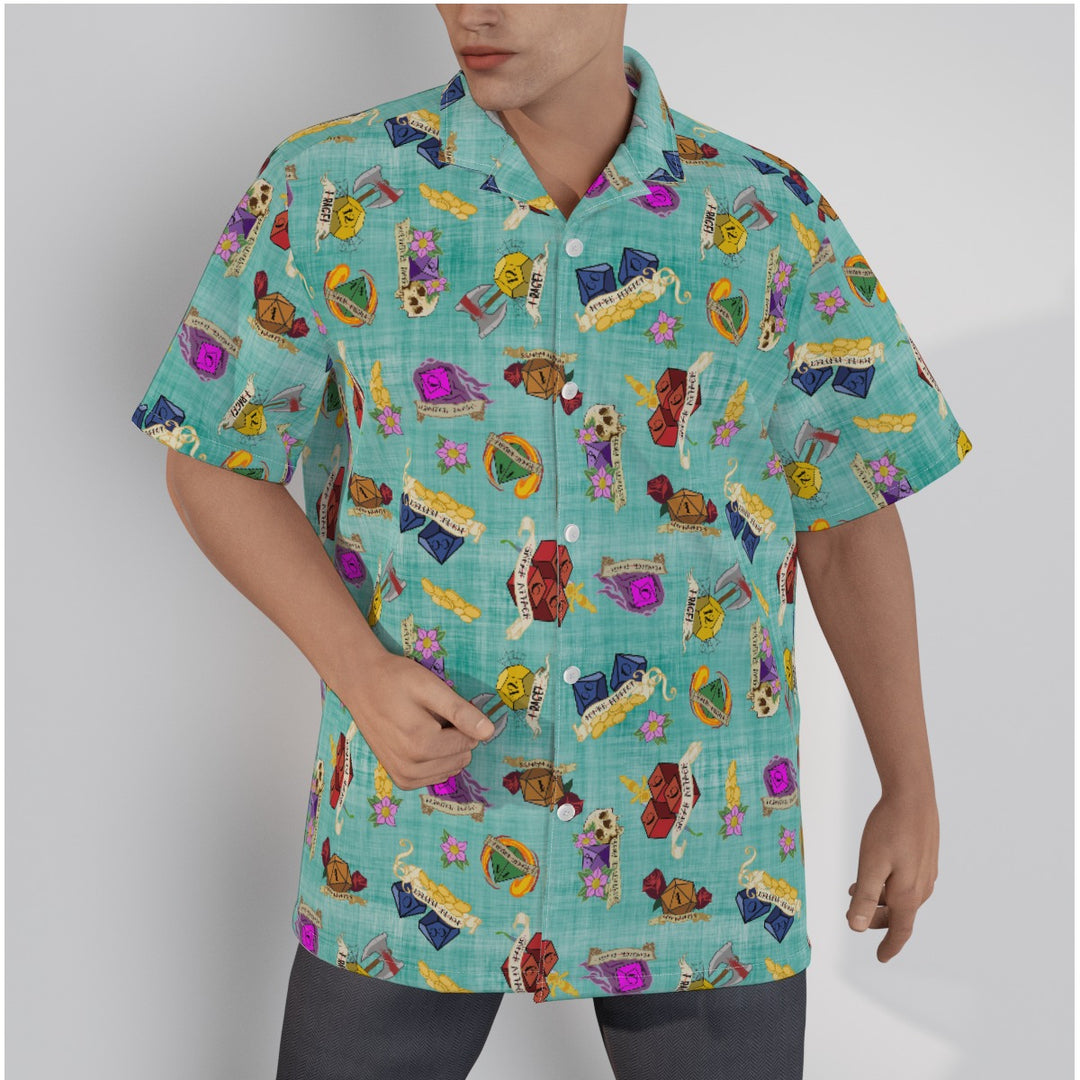 Blue DnD Dice All-Over Print Men's Hawaiian Shirt