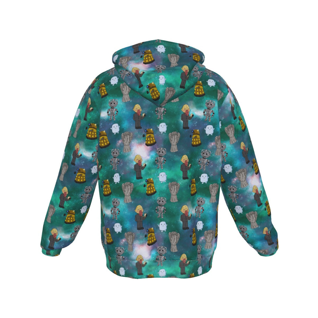 Dr Who villains and galaxy All-Over Print Zip Up Hoodie With Pocket, Unisex Hoodie Design