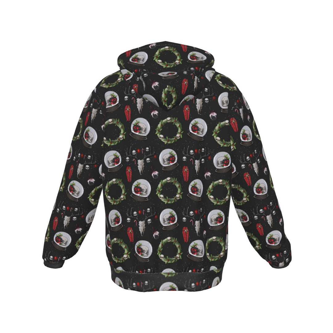 Holiday Horror All-Over Print Zip Up Hoodie With Pocket, Unisex Hoodie Design