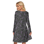 Load image into Gallery viewer, Purple Roses and cobwebs All over print women&#39;s crew dress with pockets
