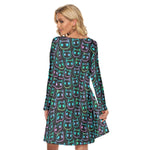 Load image into Gallery viewer, Neon cats All over print women&#39;s crew dress with pockets
