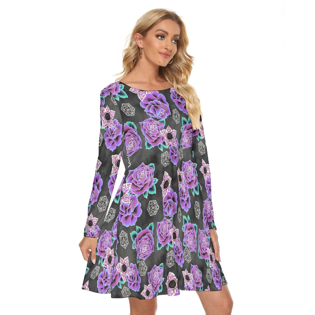 Dice and Demogorgon All over print women's crew dress with pockets