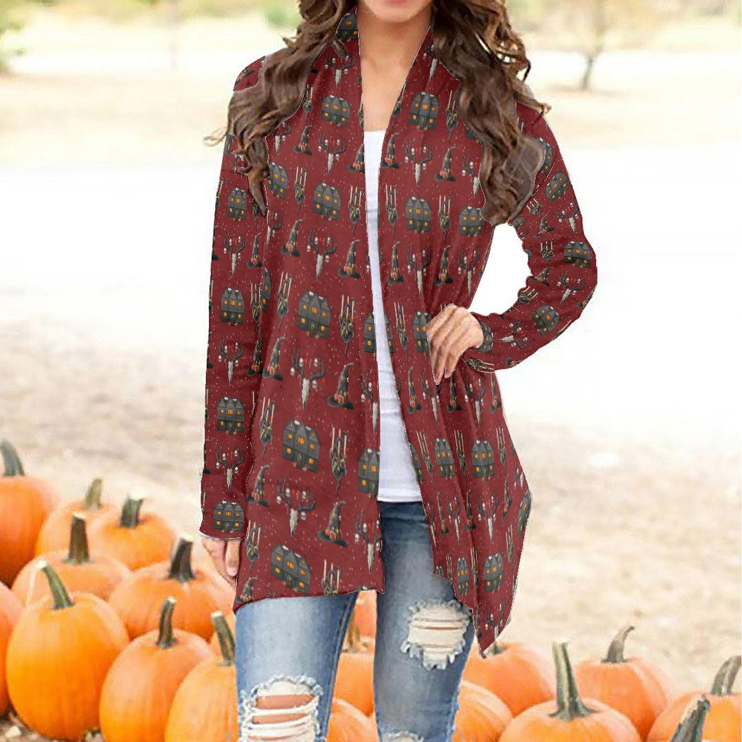 Ghoulish Yule All over print waterfall cardigan